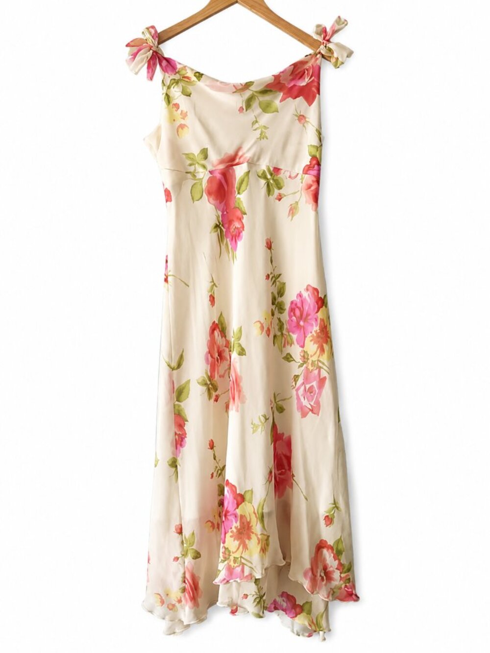 Jonathan Martin Ivory Pink Floral Maxi Dress Romantic Cottagecore Size 10
